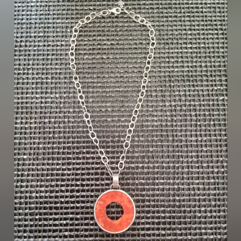 Silpada Sponge Coral Pendant Silver Necklace